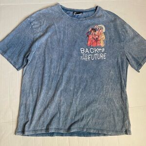 Zara Back to the Future Graphic T-Shirt Blue Size L Excellent Condition